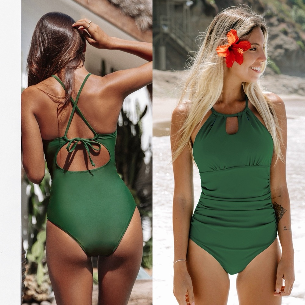 NWT Ruching High Neck One Piece Swimsuit SIZE‎ MEDIUM
